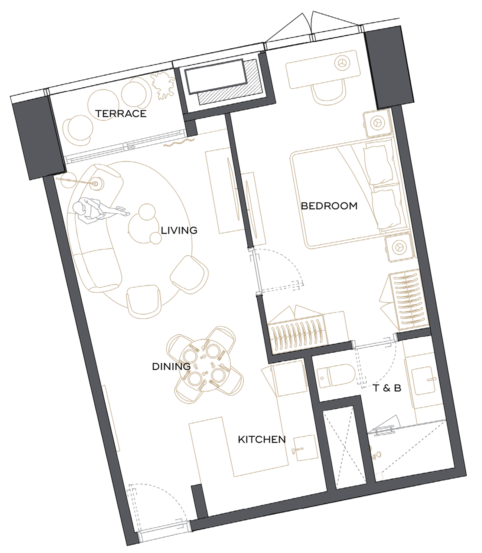 One Bedroom - Unit 03, 05, 08, & 09