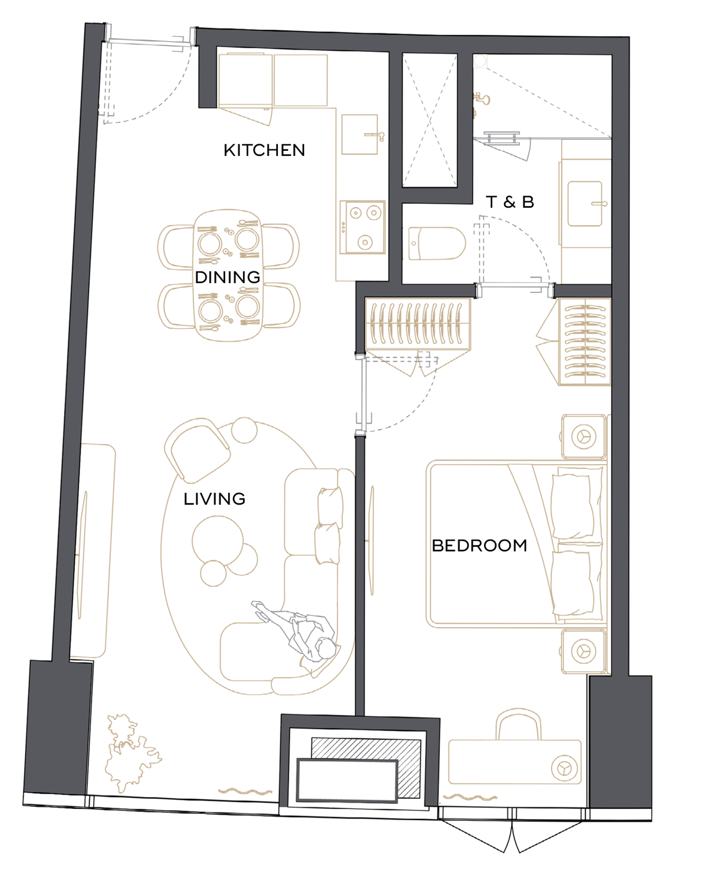 One Bedroom - Unit 21, 24, 25, & 28