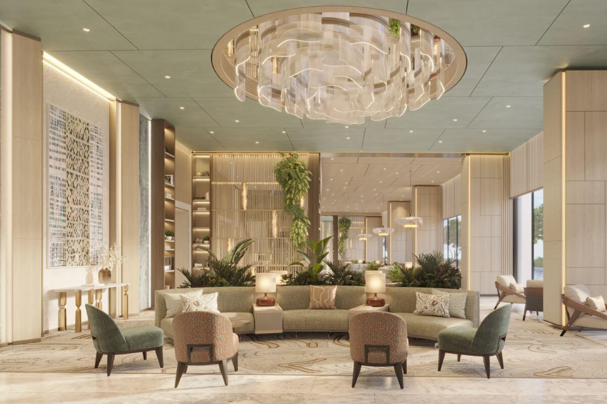 Luxury condominium lounge with elegant seating, indoor greenery, soft lighting, and upscale interiors for refined Cebu City living